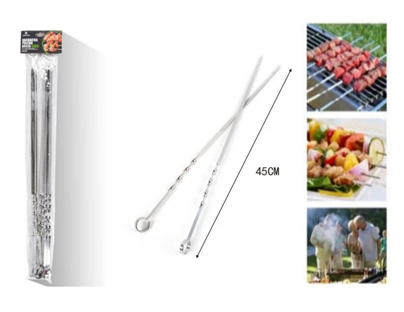 SET 6 BROCHETA AGUJA BARBACOA 45CM - 2
