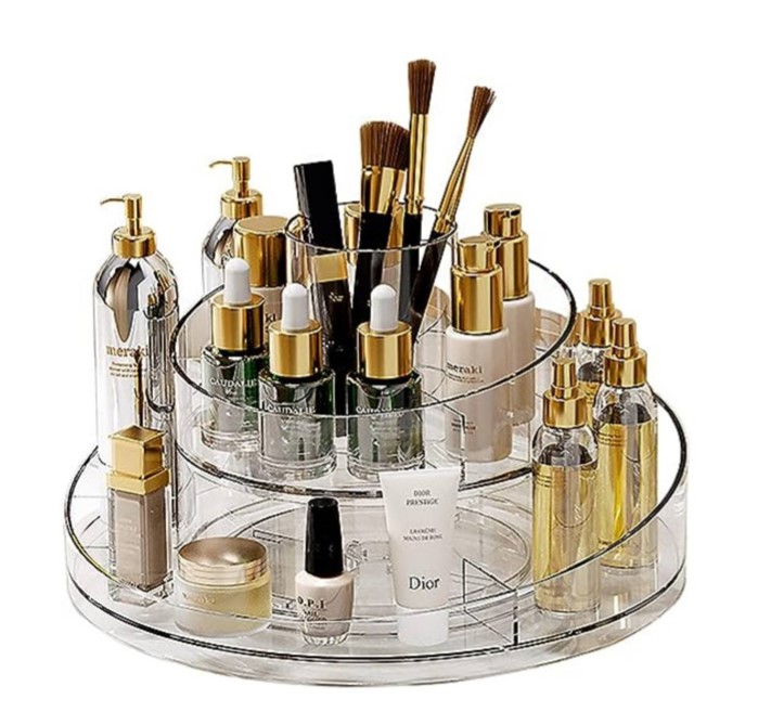 ORGANIZADOR DE MAQUILLAJE GIRATORIA 360 2 NIVELES - 1