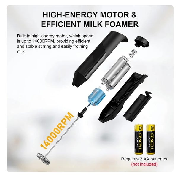 ESPUMADOR DE LECHE ELÉCTRICO BATIDORA MANUAL - 4