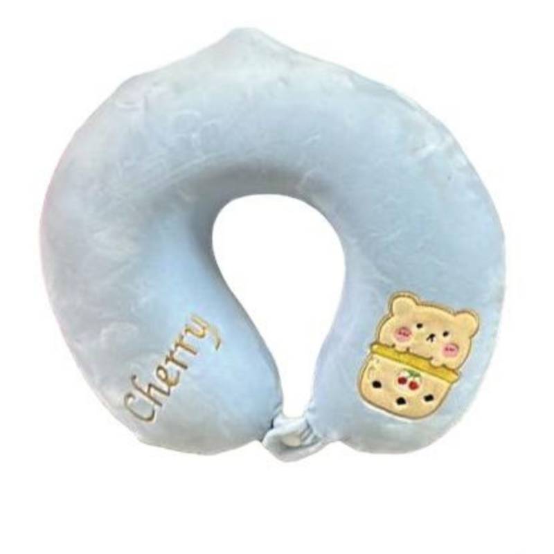 ALMOHADA COJIN CUELLO CERVICAL DE VIAJE EN AUTO - CELESTE - 1