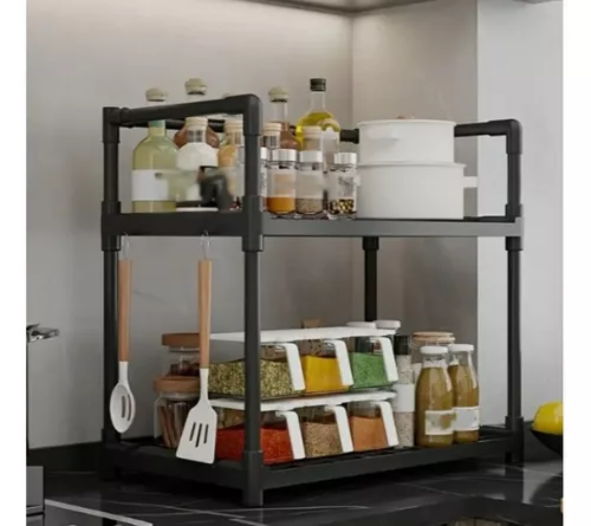 ORGANIZADOR RACK COCINA 2 NIVELES ESPECIAS MULTIFUNCIONAL - 3