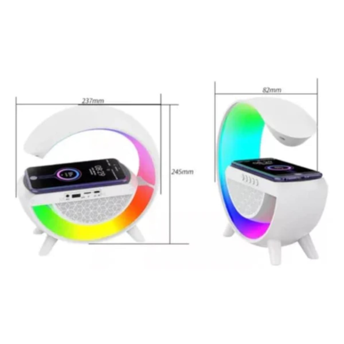 PARLANTE FORMA G LUZ NOCTURNA BLUETOOTH CARGADOR INALÁMBRICO - 4