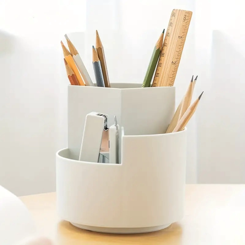 CAJA ORGANIZADOR GIRATORIO DE ESCRITORIO, MAQUILLAJE, ESTANTE ALMACENAMIENTO - 2