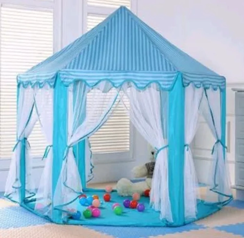 CARPA CASTILLO INFANTIL PRINCESA JUGUETE PORTATIL CON TULL AZUL - 2
