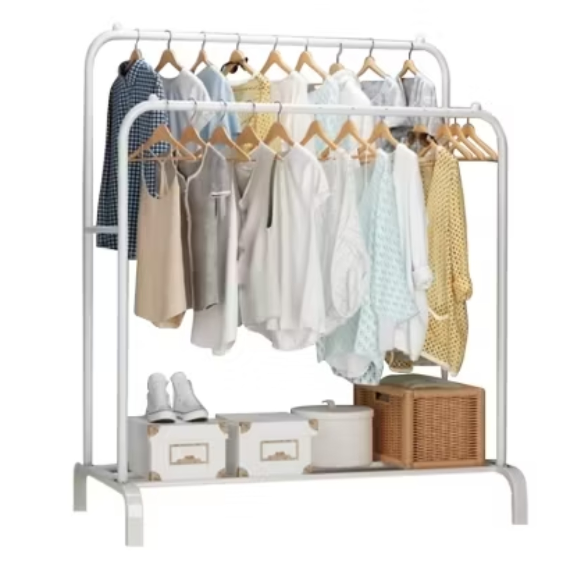 ORGANIZADOR PERCHERO DOBLE COLGADOR METÁLICO BLANCO - 1