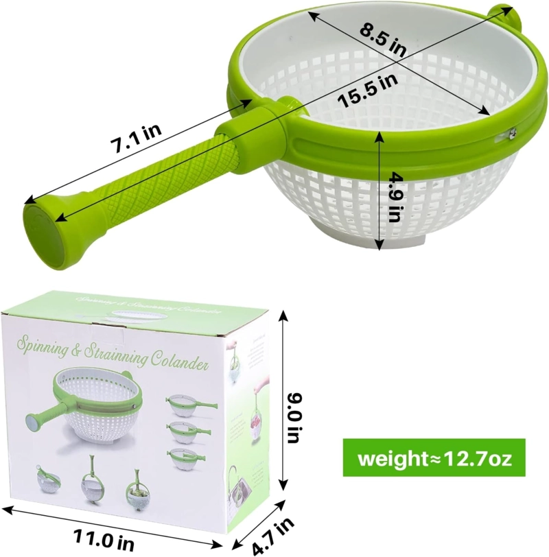COLADOR LAVADOR MULTIUSO DE VERDURAS GIRATORIO PLEGABLE CON ASA - 3