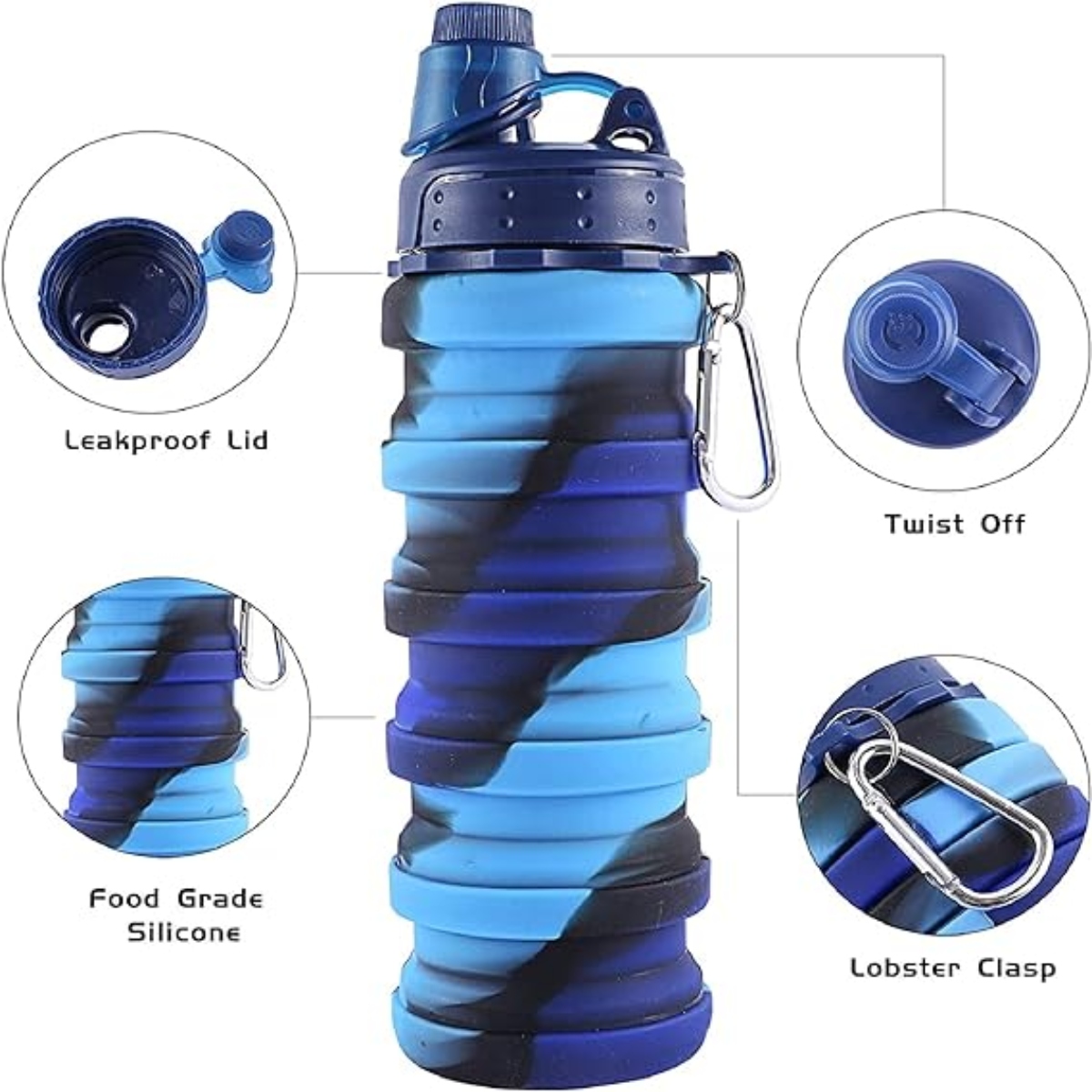 BOTELLA DE AGUA DEPORTIVA DE SILICONA PLEGABLE - 2