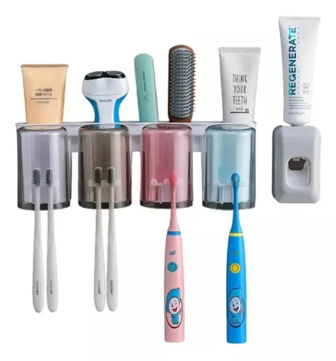 DISPENSADOR OEM ORGANIZADOR PORTA CEPILLOS 4 VASOS - 1