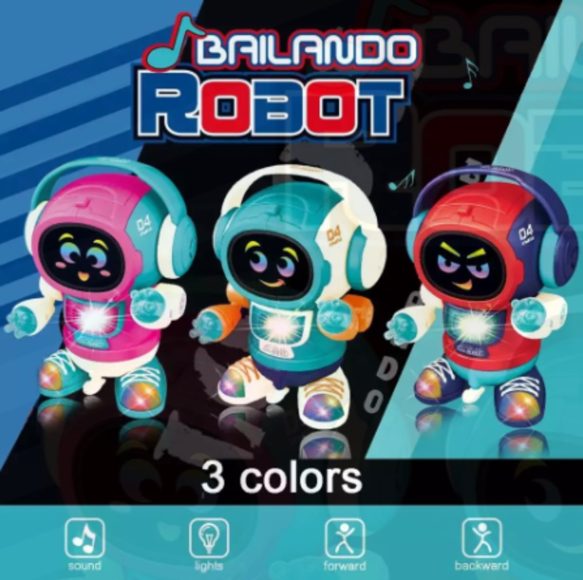 JUGUETE ROBOT CAMINA SONIDO LUZ ROTACIÓN BAILARÍN - 1