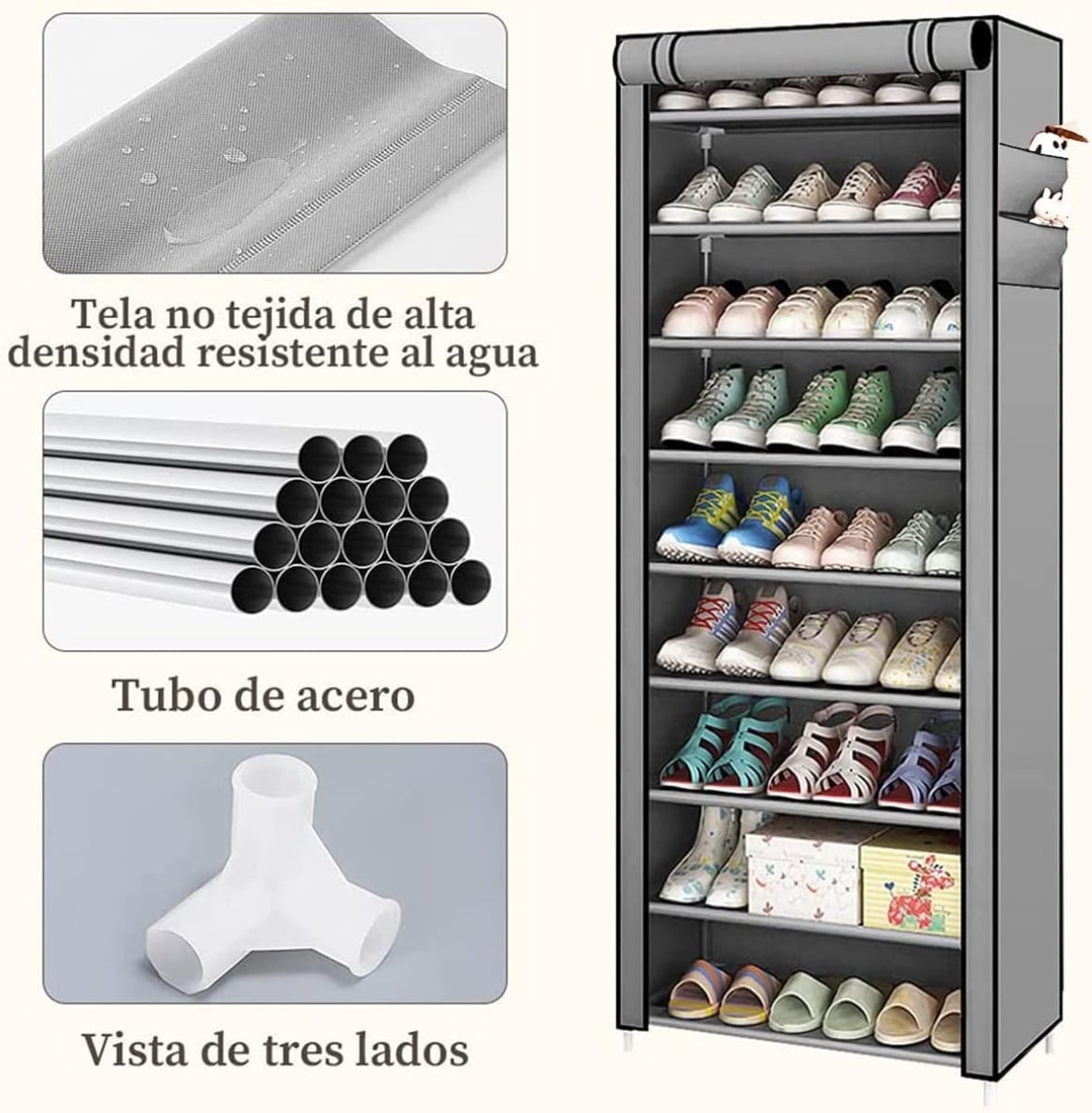 ORGANIZADOR 9 NIVELES ZAPATERO ESTANTERÍA APILABLE 58X30X158CM - 4