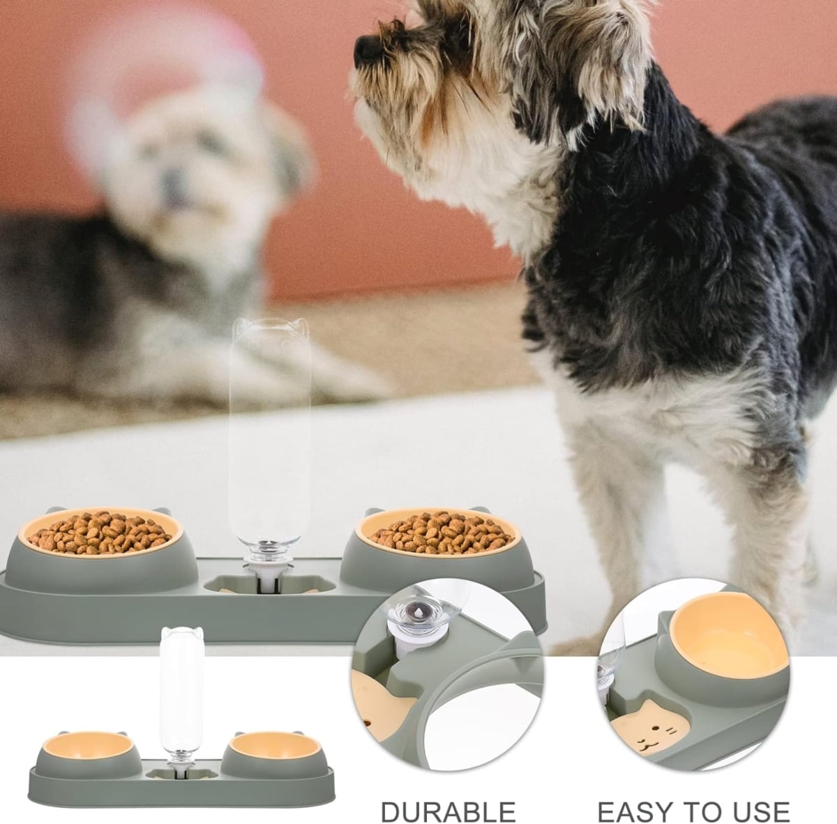 PLATO PERROS AGUA COMIDA 3 EN 1 OEM DISPENSADOR - 4