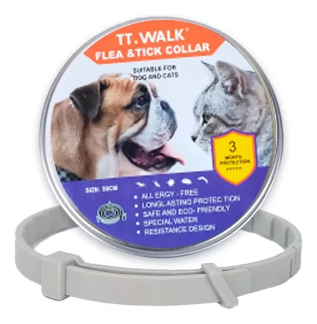 SET 2 COLLARES REPELENTE ANTIPULGAS PERROS Y GATOS TALLA 56CM - 1
