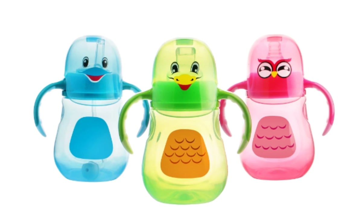 BIBERÓN CON AGARRE DE SILICON PARA BEBER AGUA Y LECHE ROJO - 2