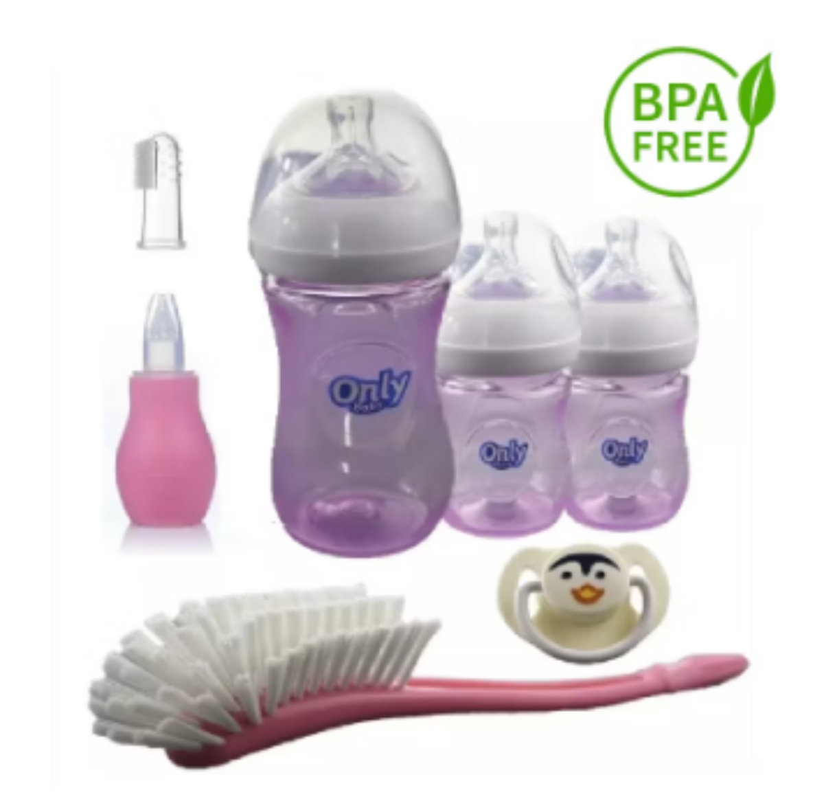 SET 7 PIEZAS BIBERON ONLY NEW BORN 0M+ ROSADO - 2