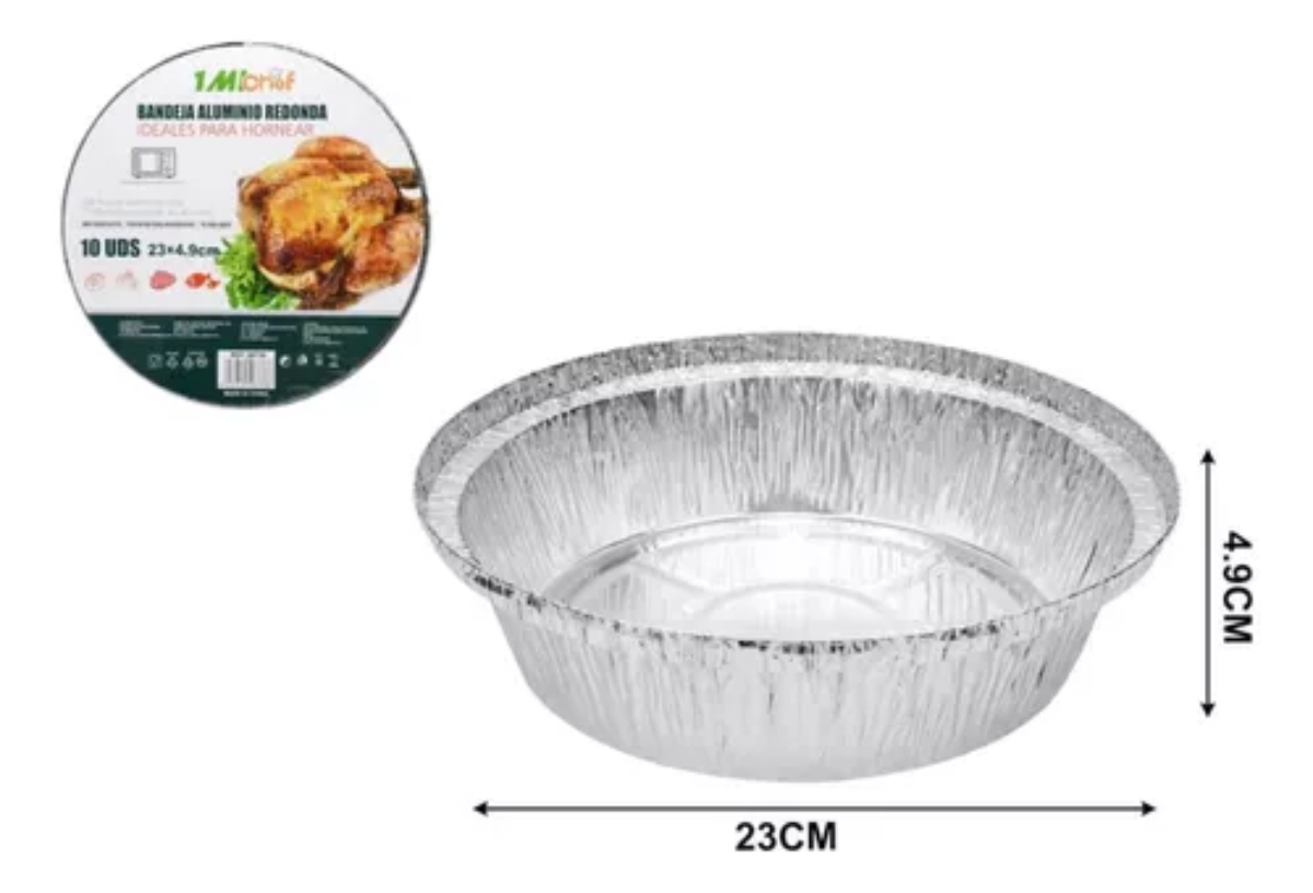 PACK DE 10 BANDEJAS DE ALUMINIO REDONDO 23 CM X 4,9 CM - 1