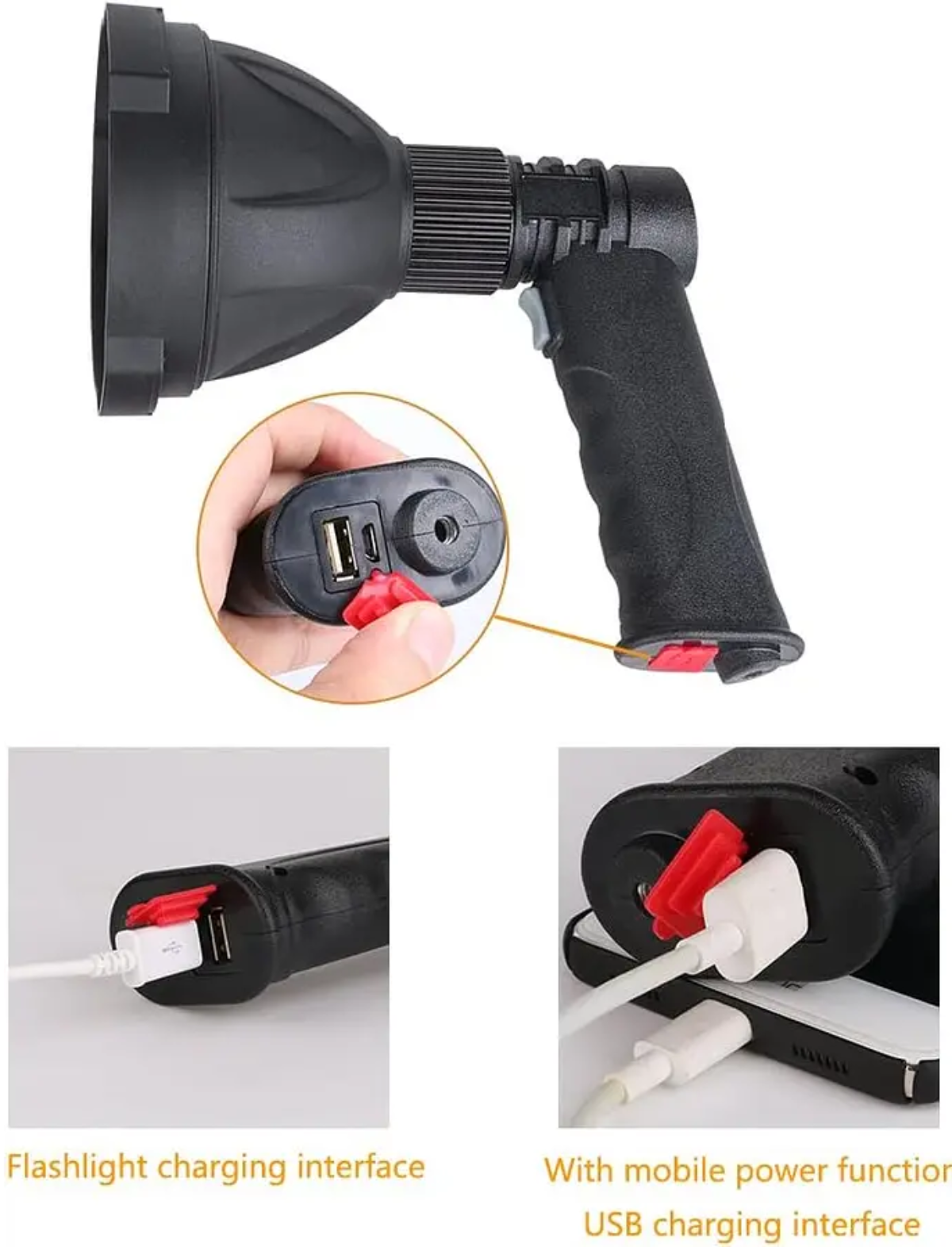 LINTERNA SUPER BRILLANTE 1200LM RECARGABLE CAZA CAMPING - 4