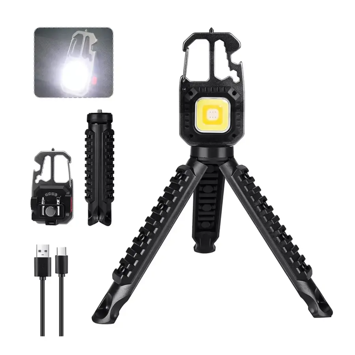 LINTERNA MINI LLAVERO RECARGABLE PORTÁTIL + TRÍPODEVERO - 1