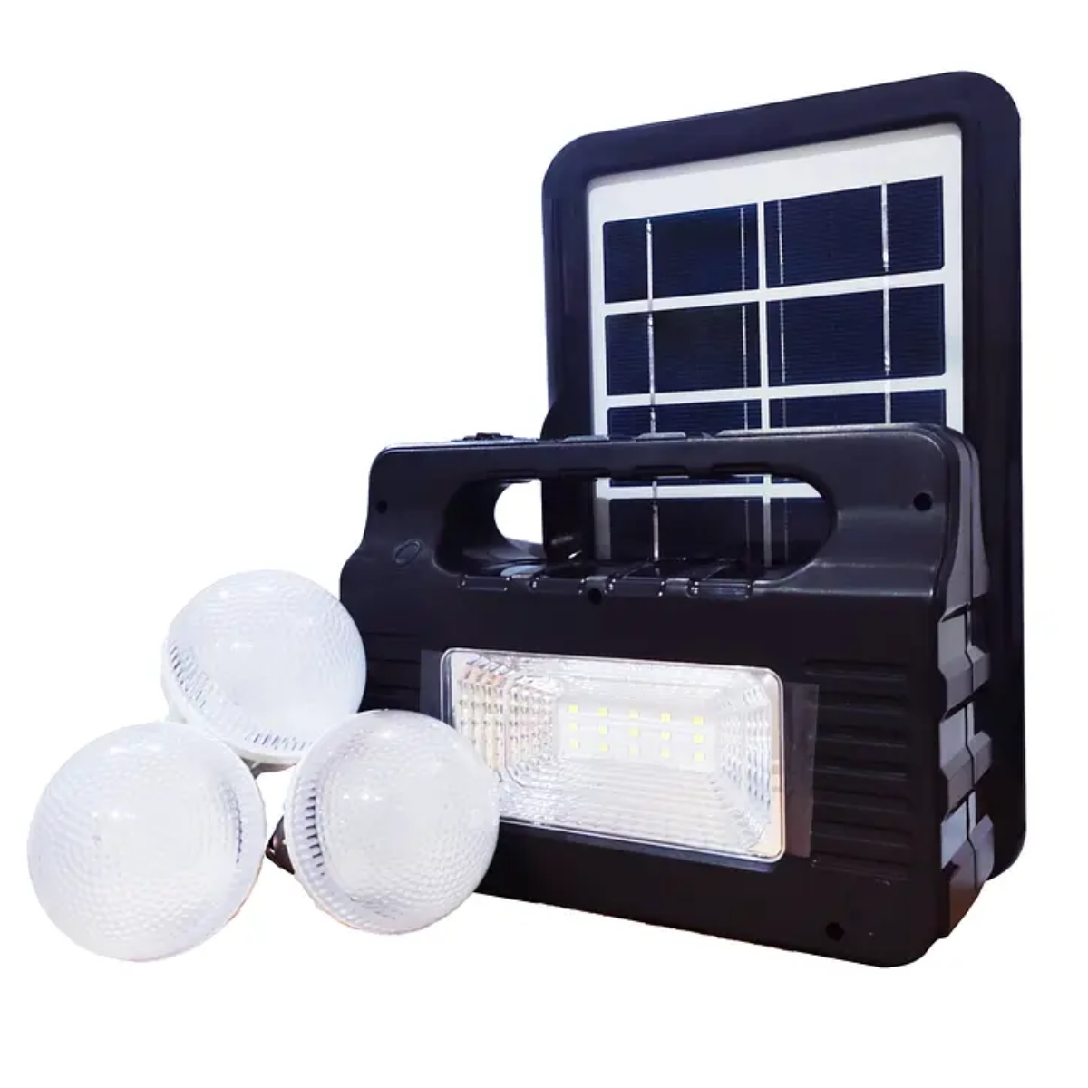 KIT SOLAR DE EMERGENCIA CAMPING USB 3 AMPOLLETAS - 1