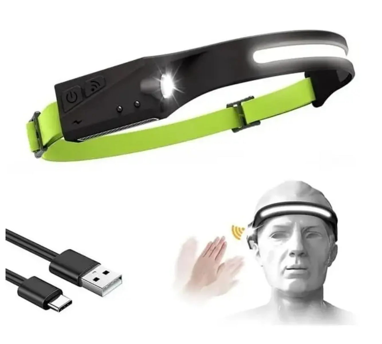 LINTERNA FRONTAL CON SENSOR RECARGABLE CINTILLO MINERA - 2