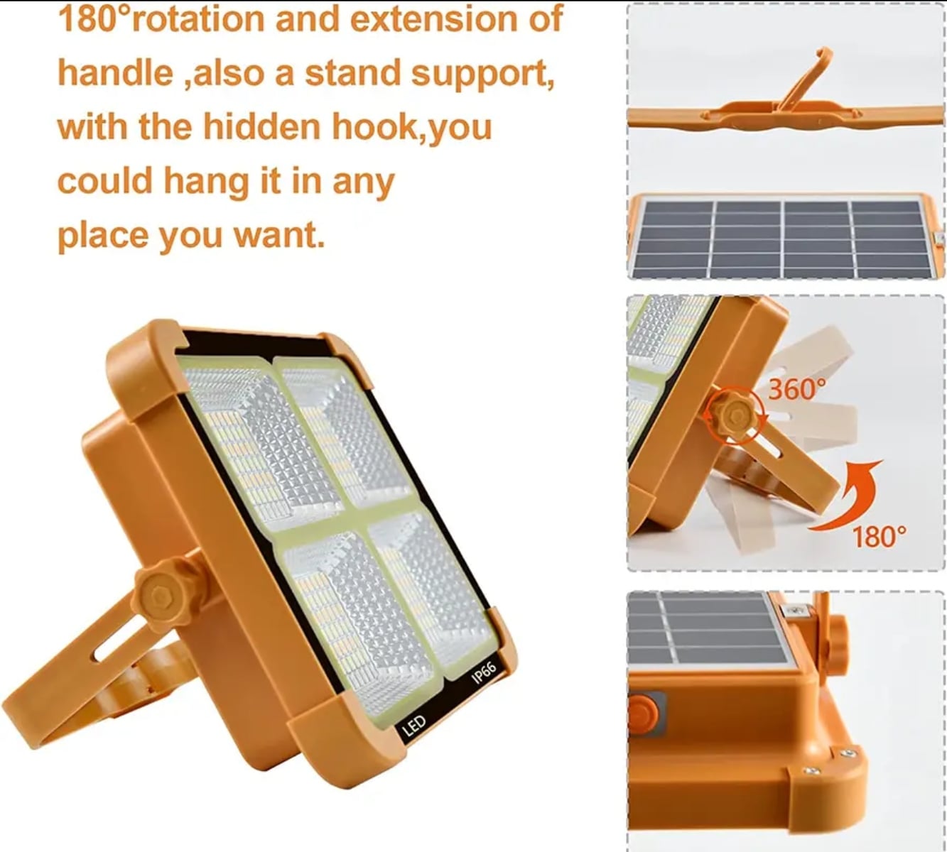 LUZ SOLAR PORTÁTIL LED 100W 10000LM IP66 LUZ EMERGENCIA - 4