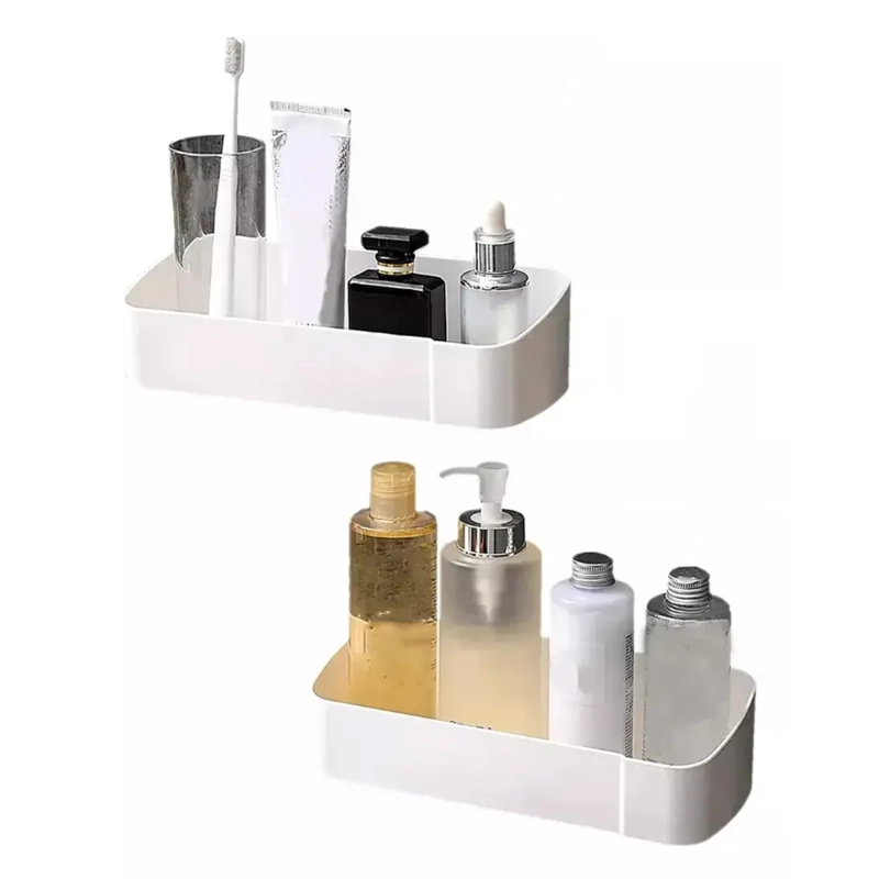 ORGANIZADOR DUCHA BAÑO COCINA PLÁSTICO ADHESIVO CON PERCHAS - 1