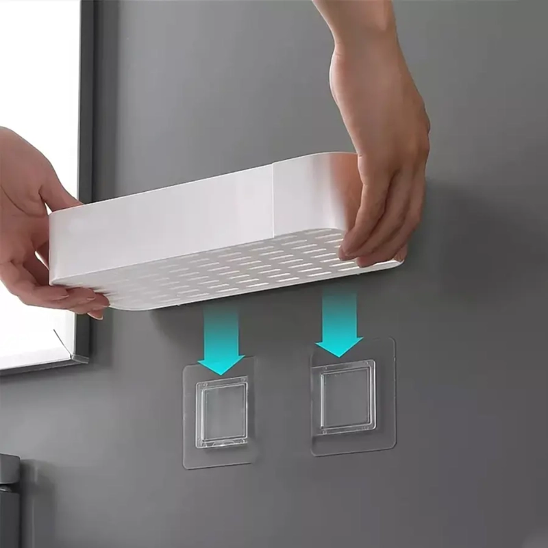ORGANIZADOR DUCHA BAÑO COCINA PLÁSTICO ADHESIVO CON PERCHAS - 4