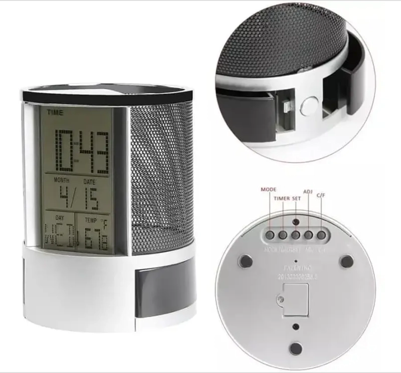 ORGANIZADOR BOLÍGRAFO PORTALÁPICES RELOJ ALARMA PANTALLA LCD - 2