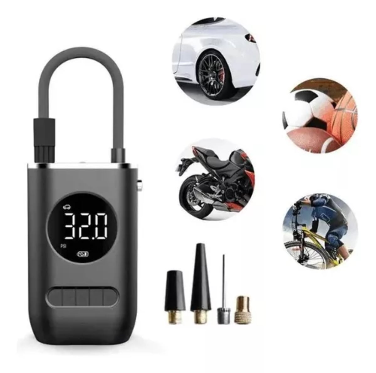 INFLADOR ELÉCTRICO OEM COMPRESOR PORTÁTIL AUTO MOTO PELOTA - 3