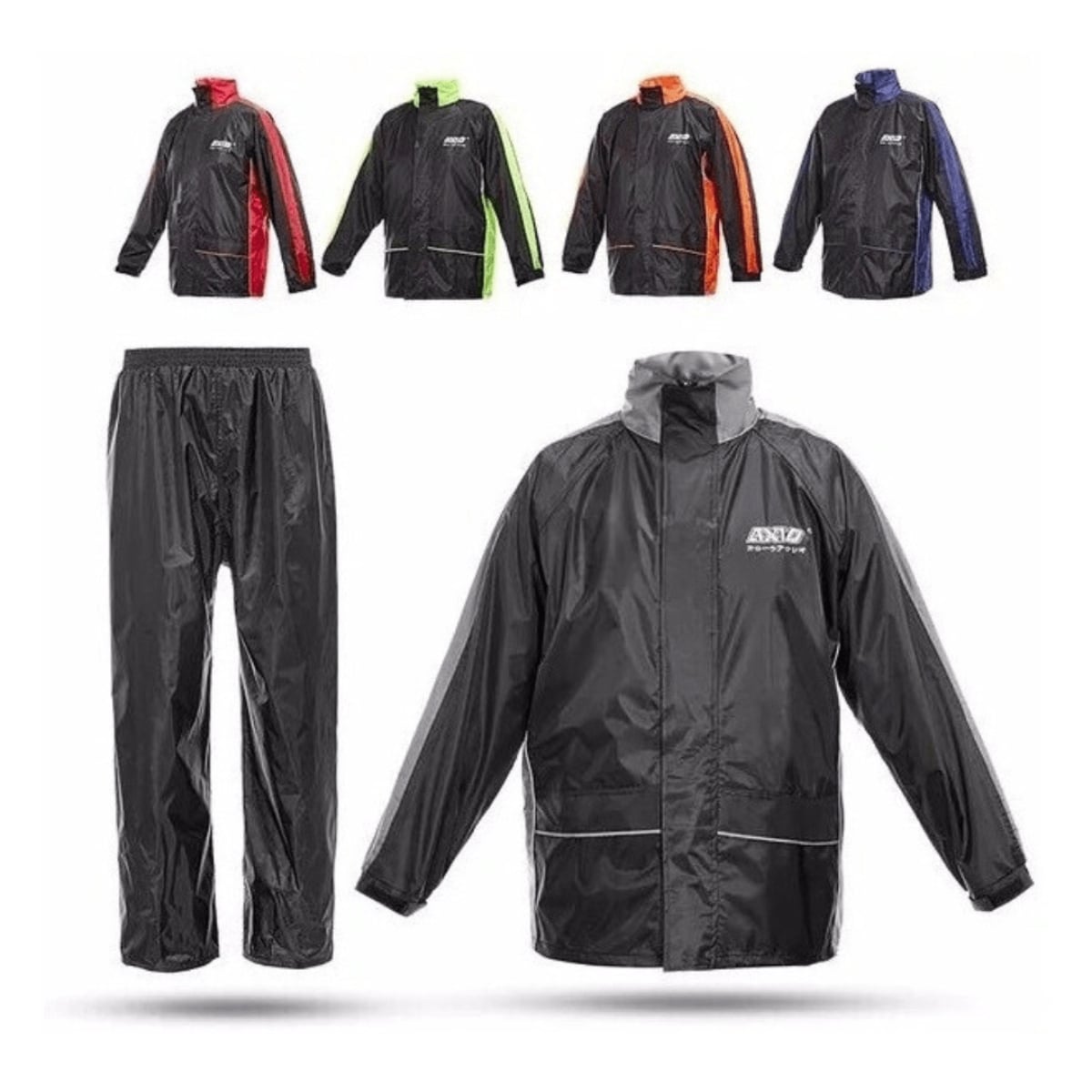 TRAJE DE LLUVIA PARA MOTO AXIO BI-COLOR 2 PIEZAS CON REFLECTANTE - 1