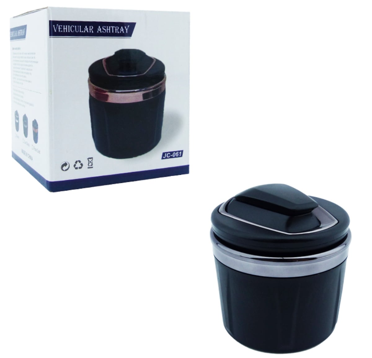 CENICERO PARA AUTO PORTÁTIL CON LUZ LED PORTA MONEDA - 1