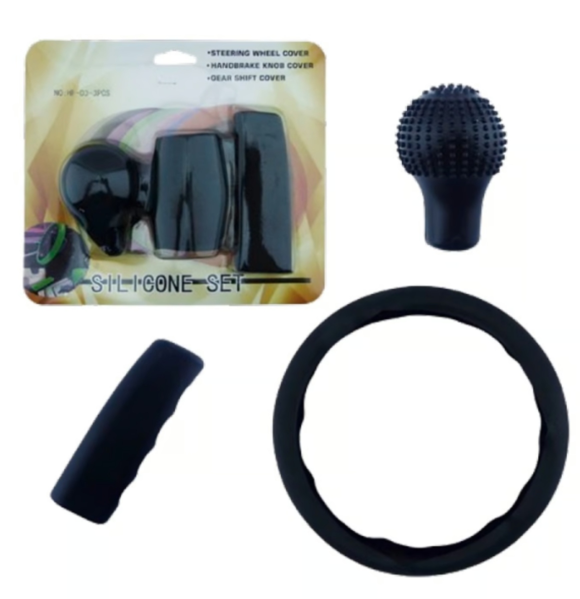 CUBRE VOLANTE SILICONA PARA AUTO SET X 3 PIEZAS CON AGARRE - 2