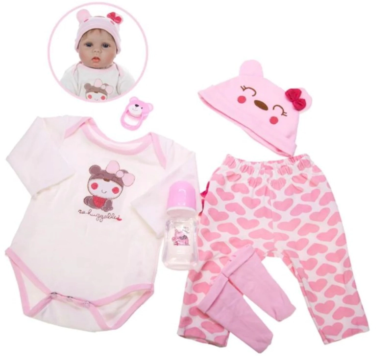 MUÑECA BEBE REBORN JUGUETE REALISTA 55CM CON ACCESORIOS - 5