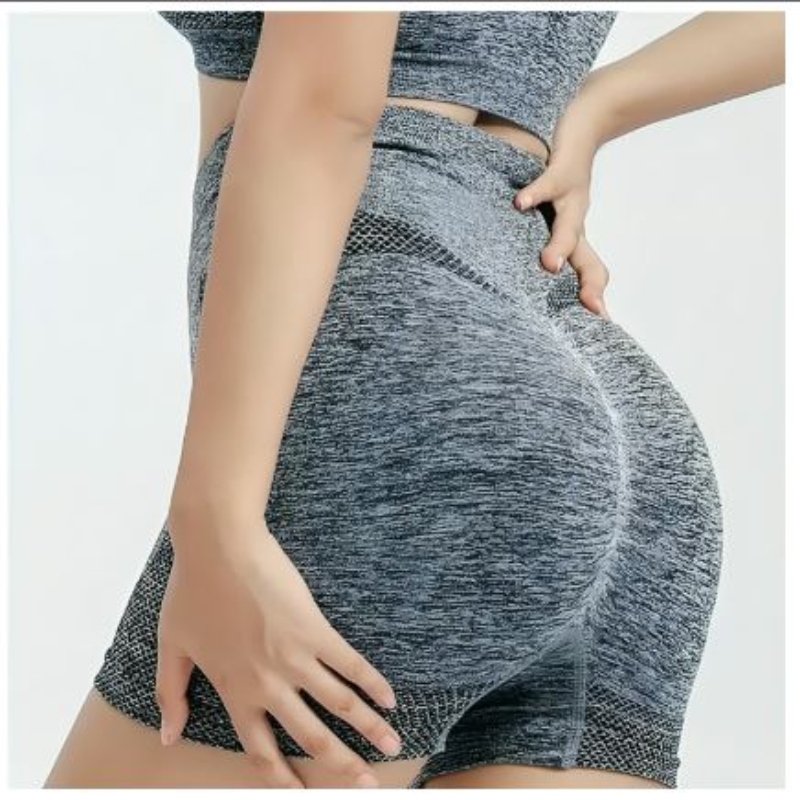 CONJUNTO DEPORTIVO PARA GYM MUJER OEM YOGA PETO Y SHORT LEVANTA GLUTEO - GRIS - 2