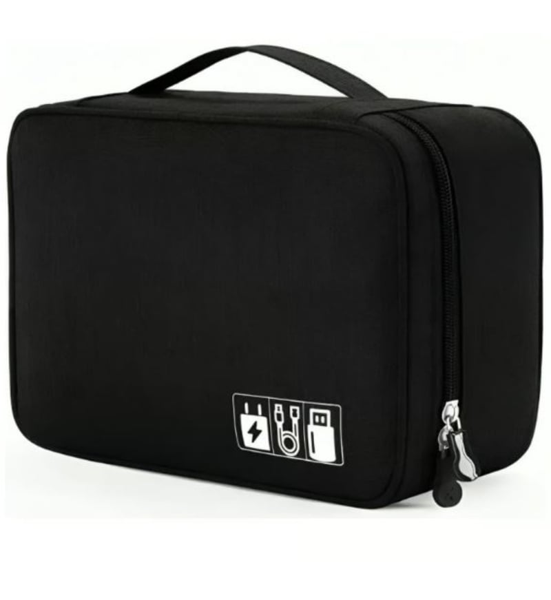 BOLSO ORGANIZADOR DE CABLES Y ACCESORIOS USB VIAJERO - NEGRO - 1