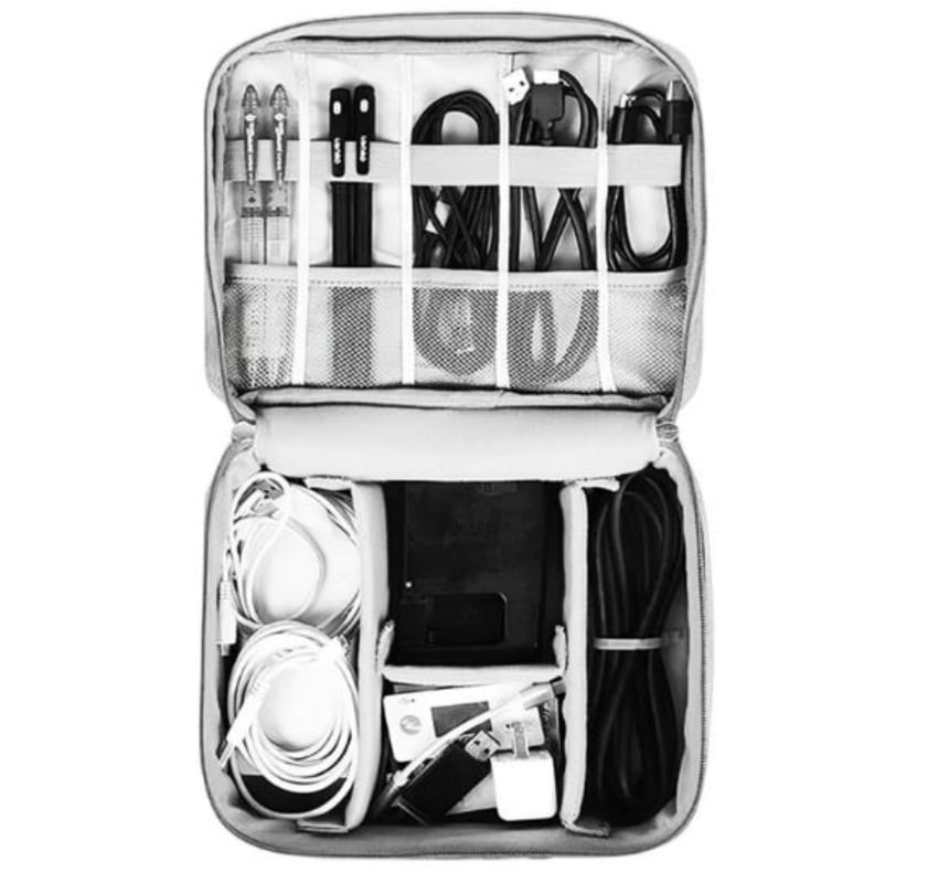 BOLSO ORGANIZADOR DE CABLES Y ACCESORIOS USB VIAJERO - NEGRO - 2