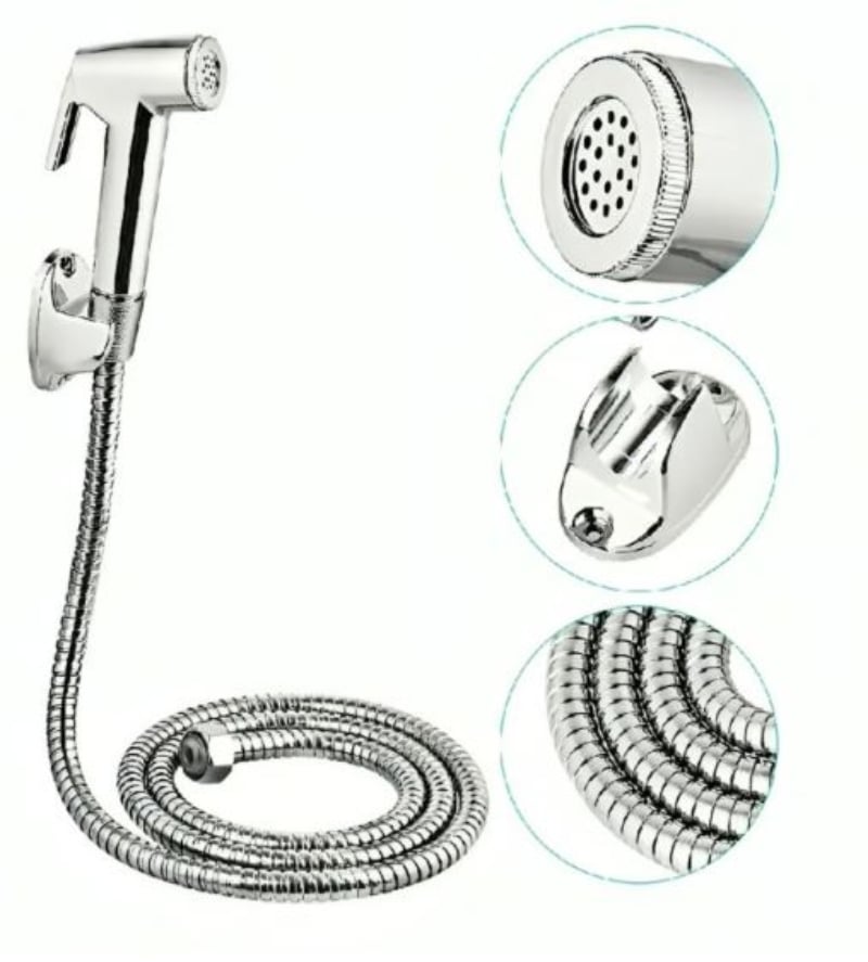 DUCHA BIDET ARABE SOPORTE + MANGUERA FLEXIBLE WC BAÑO - 1