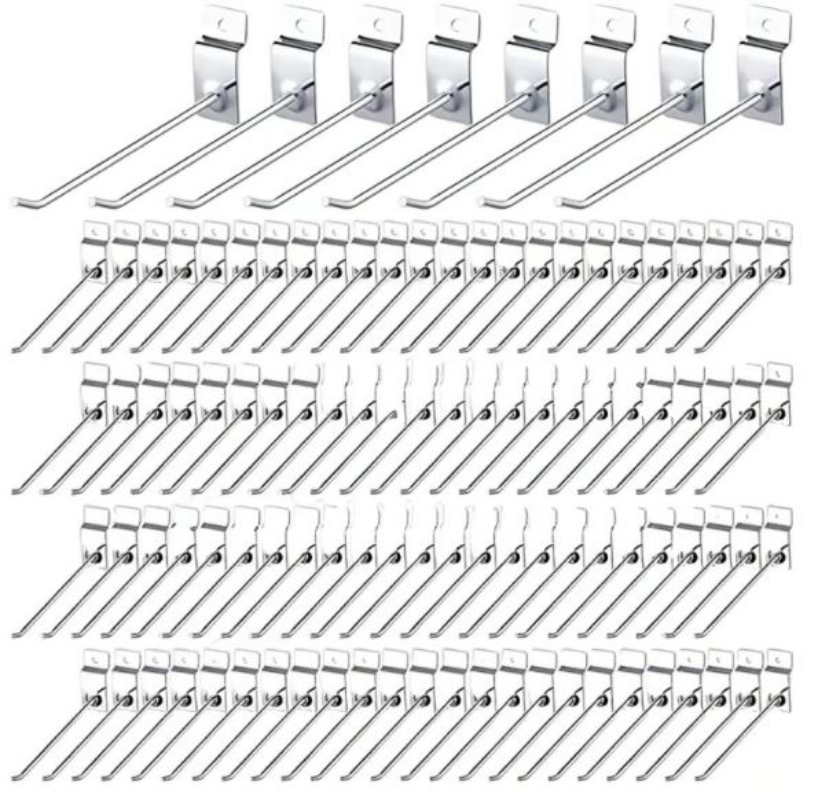 PACK 100 GANCHOS GANCHERAS PANEL RANURADO 15 CM EXHIBIDOR - 2