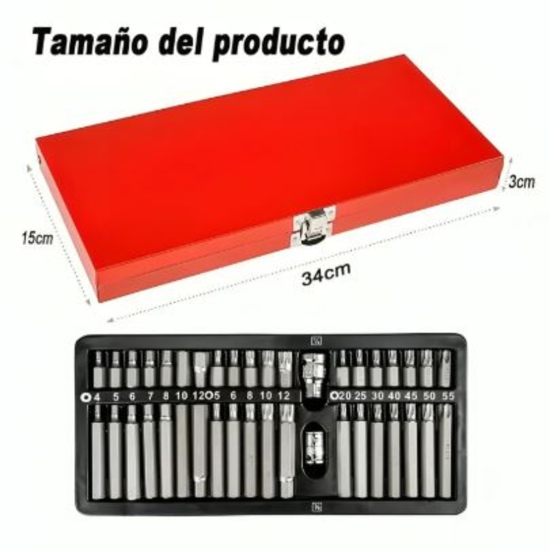 SET KIT JUEGO PUNTAS CORTO LARGO TORX ALLEN 40 PIEZAS - 2