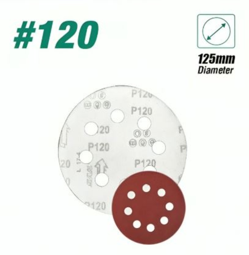 SET 100 LIJAS #120 VELCRO CON 8 ORIFICIOS 125MM 5 PULGADAS - 2