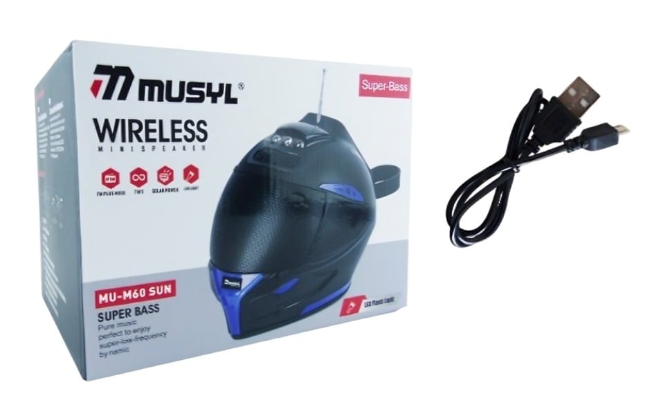 PARLANTE SOLAR TIPO CASCO MUSYL M-60 USB-TF CON LED - 4