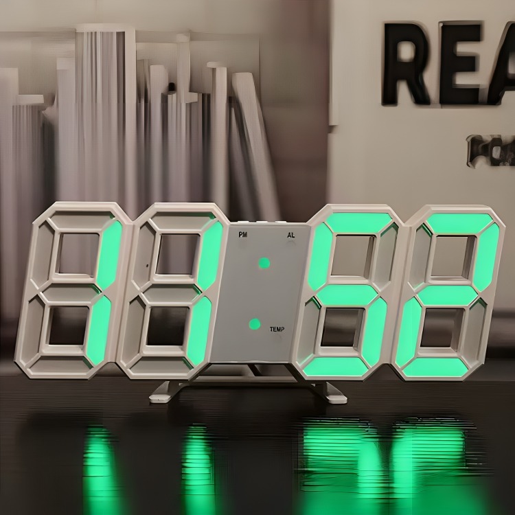 RELOJ DESPERTADOR BRILLANTE DIGITAL 3D DE MESA Y PARED - 1