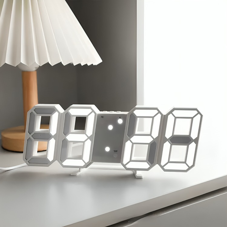 RELOJ DESPERTADOR BRILLANTE DIGITAL 3D DE MESA Y PARED - 5