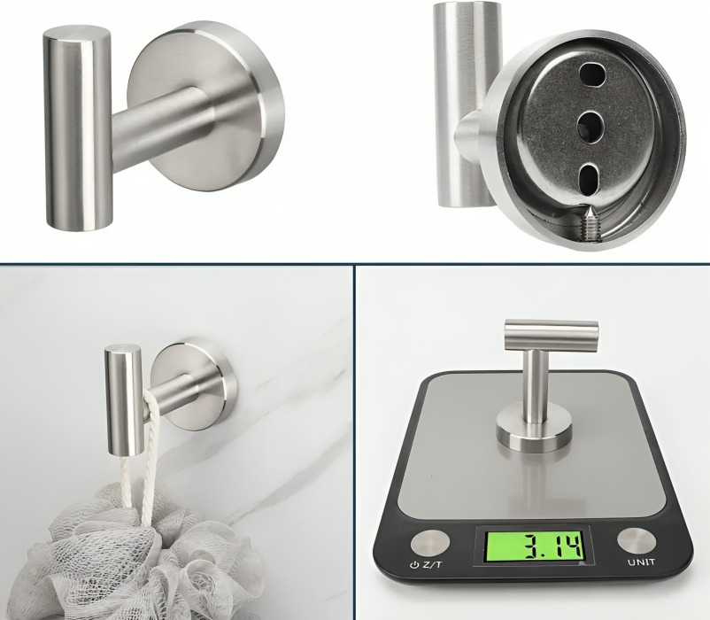 SET DE 5 ACCESORIOS DE BAÑO ACERO INOXIDABLE PLATA - 4