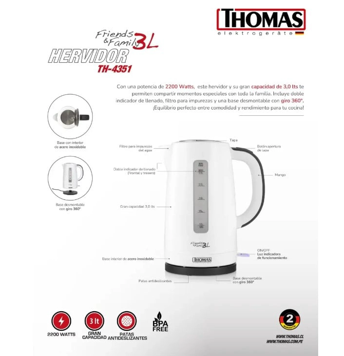HERVIDOR FAMILY & FRIENDS 3 LTS TH-4351 THOMAS - 5