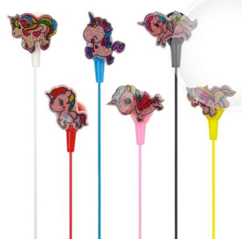 AUDIFONOS PARA NIÑOS CON CABLE DE UNICORNIO-ARCOIRIS, TUK K-09, 6 COLORES. EN CAJA. - 3