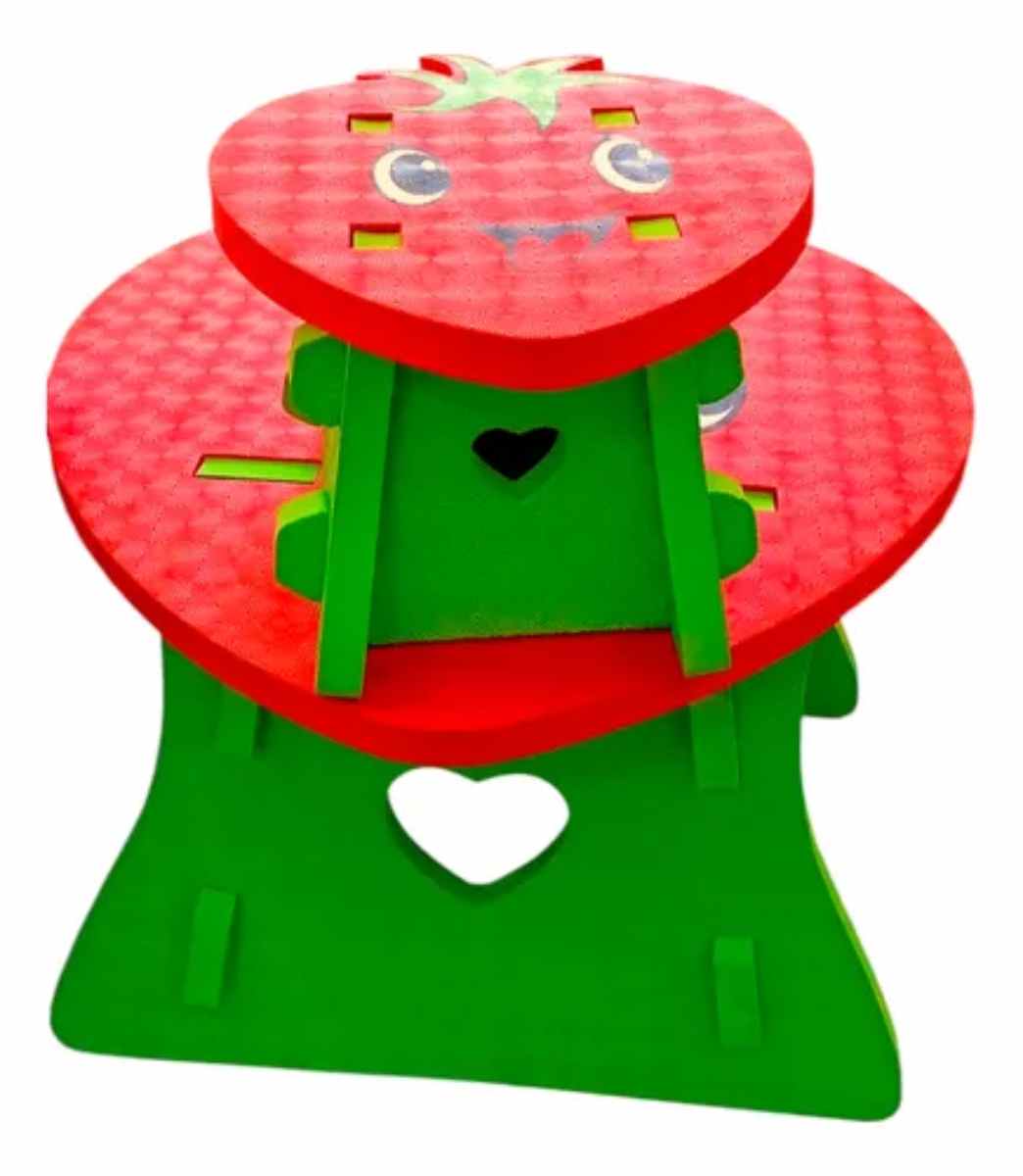 SET ESCRITORIO Y ASIENTO GOMA EVA FRUTILLA NIÑOS - 1