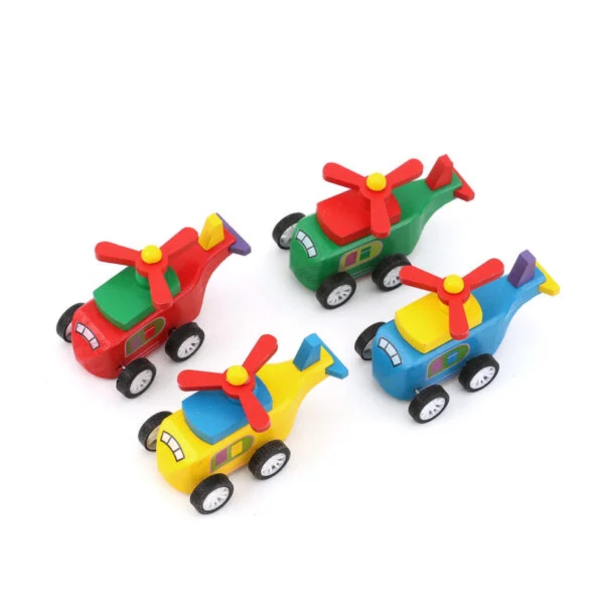 HELICÓPTERO JUGUETE MULTICOLOR MADERA A CUERDA 12CM NIÑOS - 3