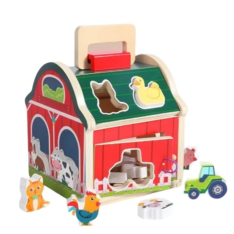 JUGUETE ENCAJE MULTICOLOR GRANJA ANIMALES MADERA DIDÁCTICO NIÑOS - 1