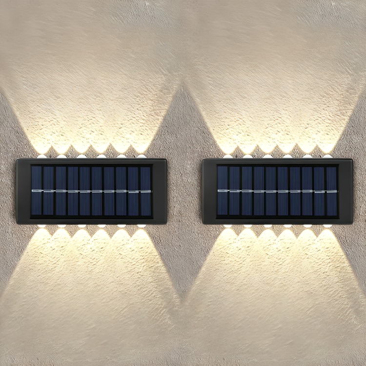 PACK X 2 LAMPARA SOLAR 12 LED EXTERIOR APLIQUE DE MURO - 2