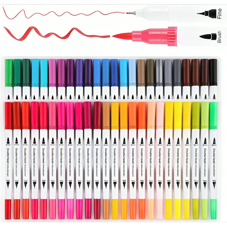 48 MARCADORES DOBLE PUNTA TIPO PINCEL COLORES - 2